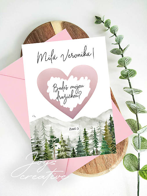 Stieracia kartička pre družičku, svedka, budeš mojou družičkou?  (ružové stieracie srdiečko)