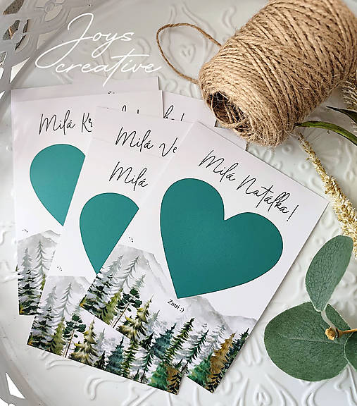 Stieracia kartička pre družičku, svedka, budeš mojou družičkou?  (smaragdové stieracie srdiečko)