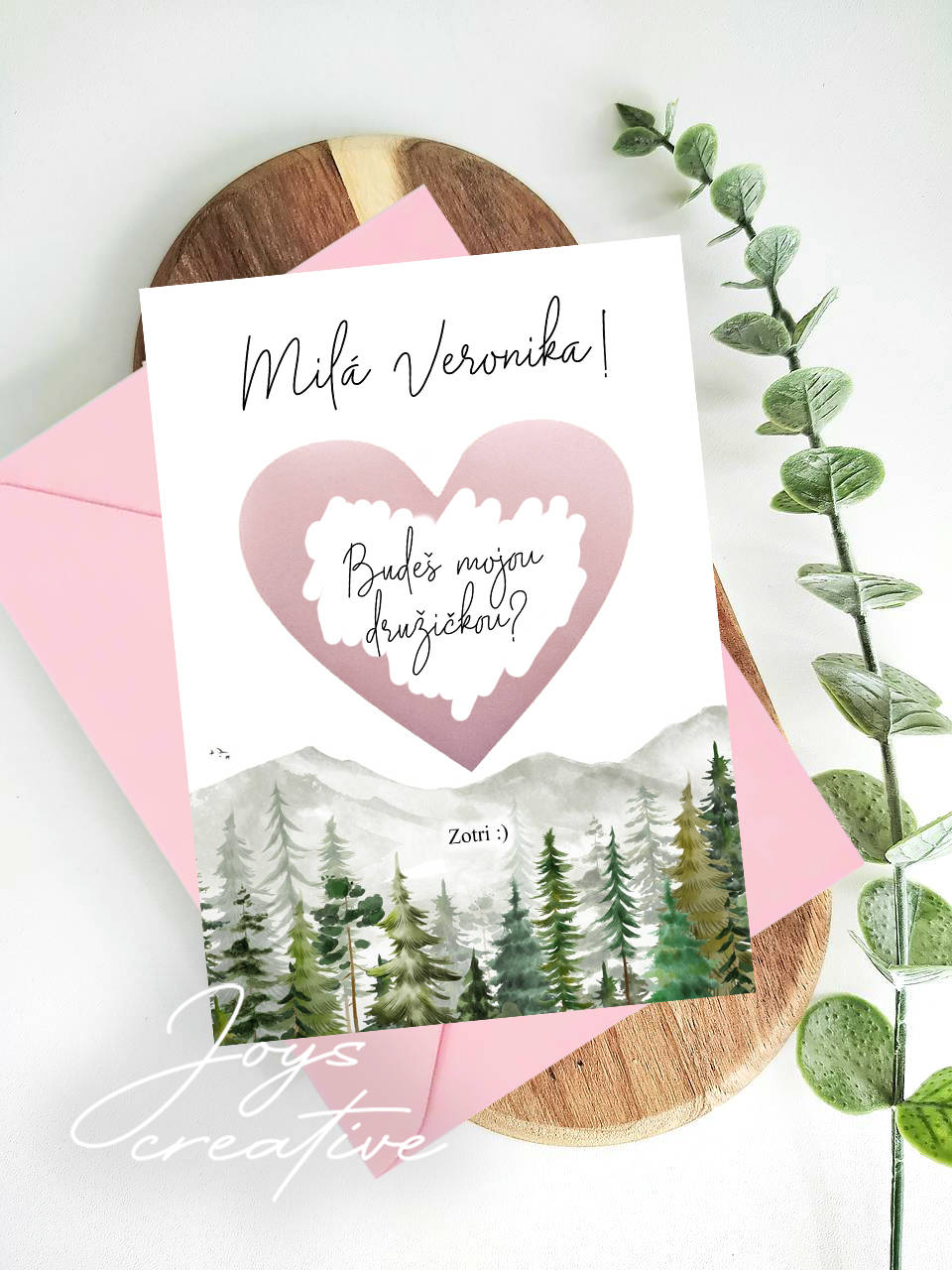 Stieracia kartička pre družičku, svedka, budeš mojou družičkou?  (ružové stieracie srdiečko)