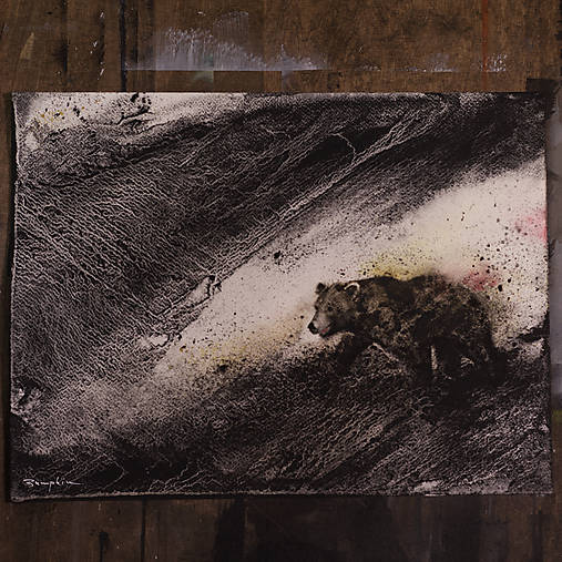 "Macko hnedý" (akvarel)