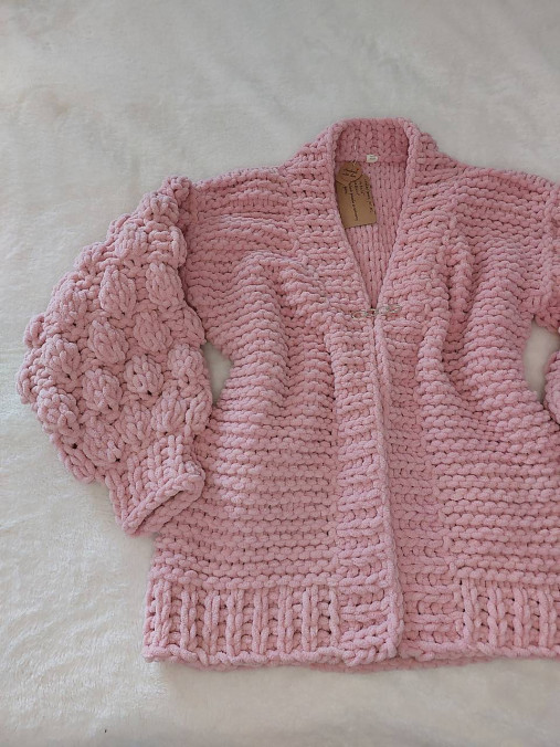 Svetre a kardigány - Pletetný puffy sveter - ružový - 18213938_