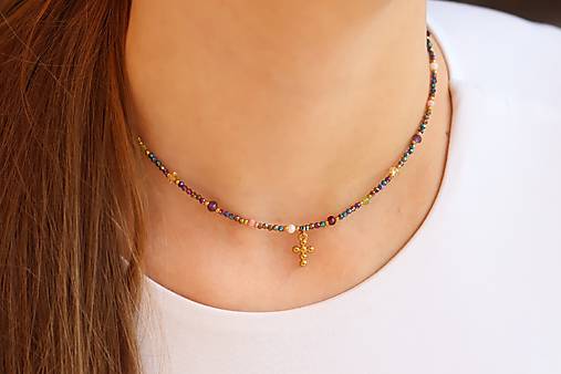 Náhrdelník zirkon a mix minerálov