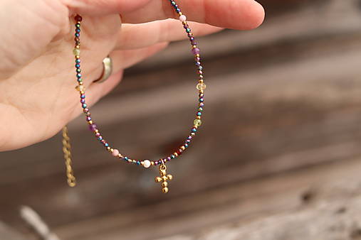 Náhrdelník zirkon a mix minerálov