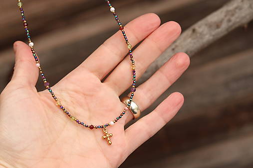 Náhrdelník zirkon a mix minerálov