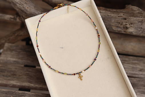 Náhrdelník zirkon a mix minerálov