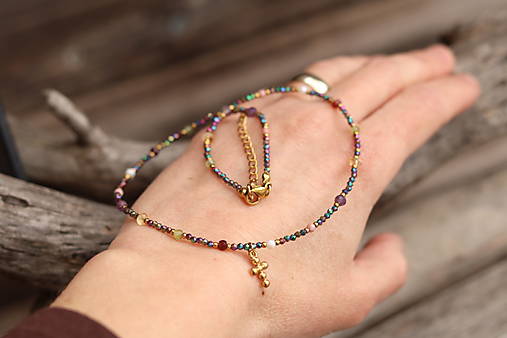 Náhrdelník zirkon a mix minerálov