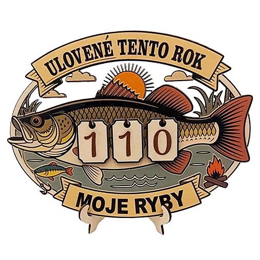 Dekorácie - Štýlové rybárske počítadlo úlovkov s meniteľnými číslami - 02 - 18213366_