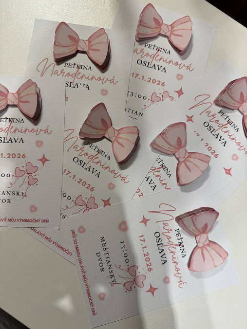 Papiernictvo - Pozvánka s 3D mašličkou - 18213142_