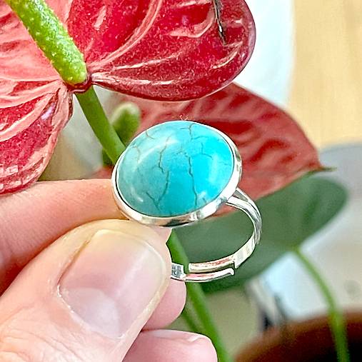 Tyrkenite Silver Ring  / Vintage starostrieborný prsteň s tyrkenitom E071