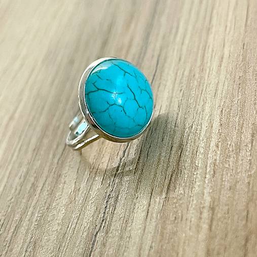 Tyrkenite Silver Ring  / Vintage starostrieborný prsteň s tyrkenitom E071