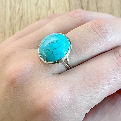 Tyrkenite Silver Ring  / Vintage starostrieborný prsteň s tyrkenitom E071