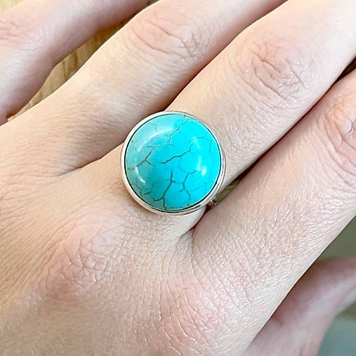 Tyrkenite Silver Ring  / Vintage starostrieborný prsteň s tyrkenitom E071