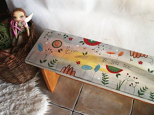 Nábytok - Maľovaná lavička - 18214952_