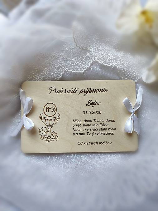 Tabuľky - Drevená obálka na peniaze – prvé sväté prijímanie | personalizovaný darček s menom - 18214829_