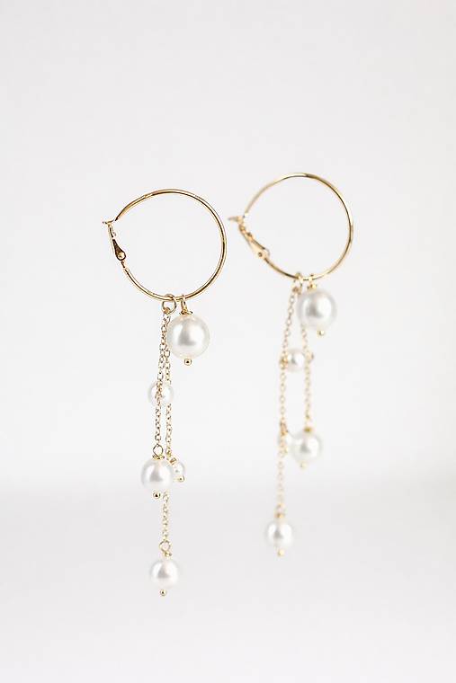 Kruhové náušnice s perlami (odnímateľné prívesky) (Zlaté)