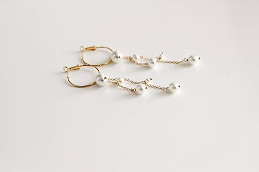 Kruhové náušnice s perlami (odnímateľné prívesky) (Zlaté)