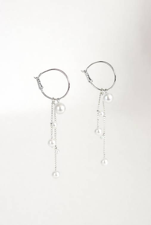 Kruhové náušnice s perlami (odnímateľné prívesky) (Strieborné)