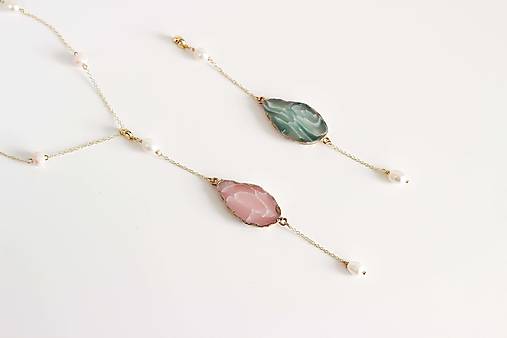 Náhrdelník s riečnymi perlami a odnímateľným príveskom (ružový) (Ružový prívesok)