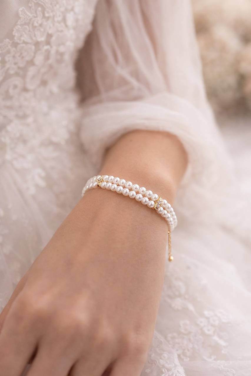 Perlový dvojradový náramok Elena