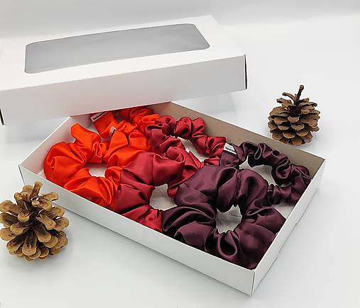 Ozdoby do vlasov - Darčeková sada vínová - 6 scrunchies - 18215992_