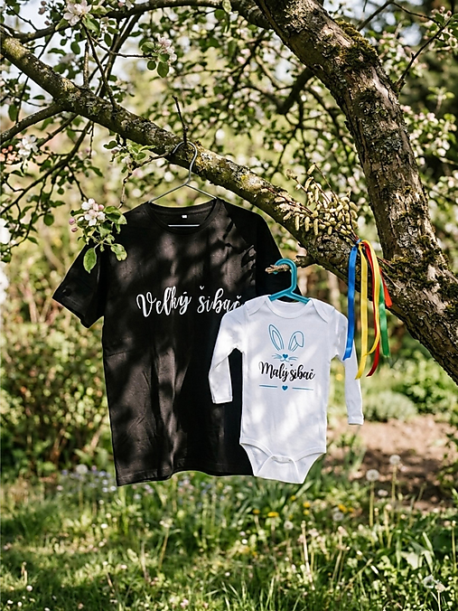 Veľkonočné tričko „Veľký šibač“ + veľkonočné body „Malý šibač“