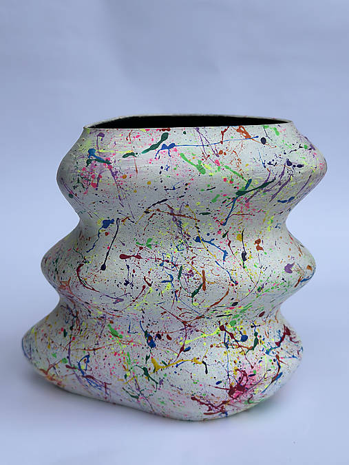 Dekorácie - Ručne maľovaná frkaná váza na sušené kvety | Dekorácia | Tip na darček | Bytová dekorácia | Home Deco - 18214410_