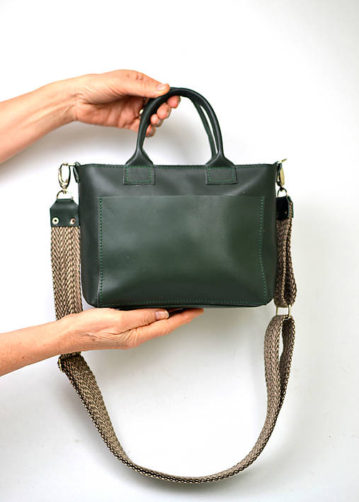 Kožená kabelka  malá GREEN raw