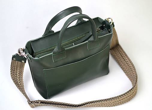 Kožená kabelka  malá GREEN raw