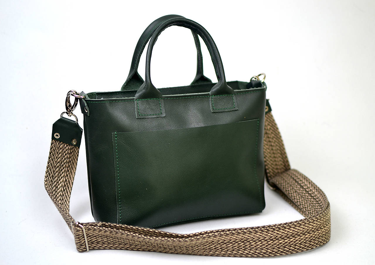 Kožená kabelka  malá GREEN raw