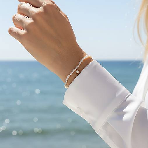 Náramky - Perlový náramok so zirkónom (gold filled) - 18217822_