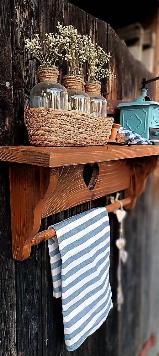 Nábytok - Polička s držiakom - 18216943_