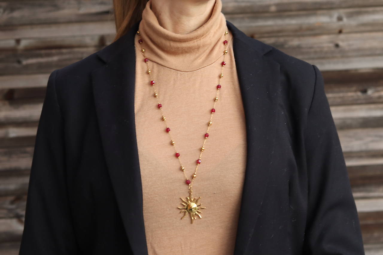 Dlhý náhrdelník jadeit s príveskom