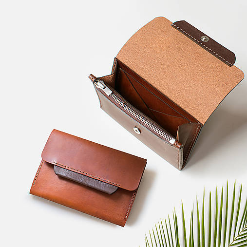 Peňaženky - Midi + Zips | malá dámska kožená peňaženka - 18217526_