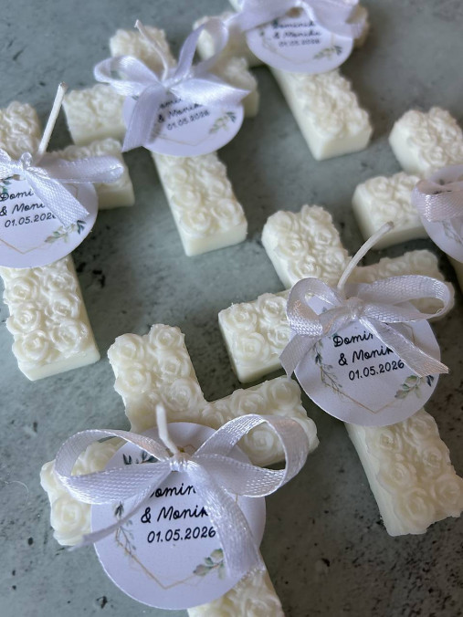 Darčeky pre svadobčanov - Svadobná sviečka - Krížik - 18217181_