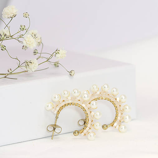 Zlaté perličkové náušnice