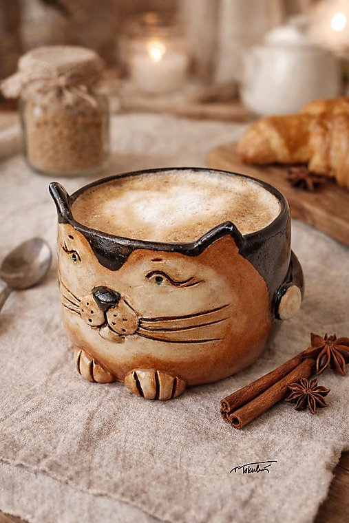 Nádoby - Pohárik na kávu "Mača" - 18219812_