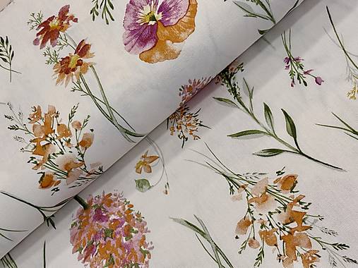 100 %BAVLNA DEKOR /PANAMA KVETINY