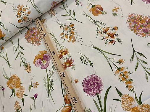 100 %BAVLNA DEKOR /PANAMA KVETINY