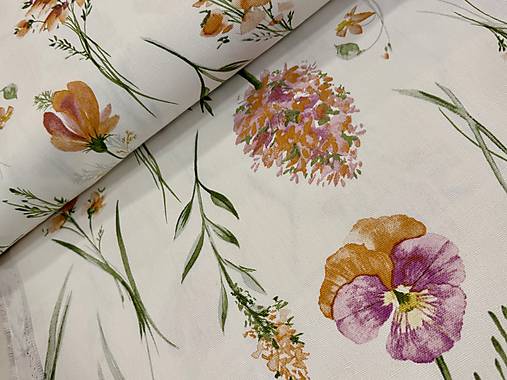 100 %BAVLNA DEKOR /PANAMA KVETINY