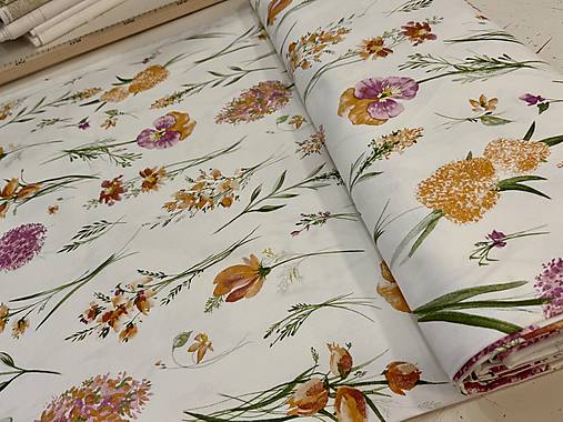 100 %BAVLNA DEKOR /PANAMA KVETINY