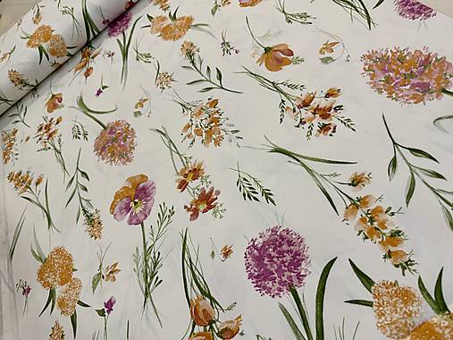 100 %BAVLNA DEKOR /PANAMA KVETINY