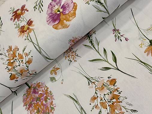 100 %BAVLNA DEKOR /PANAMA KVETINY