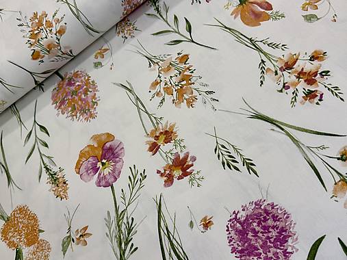 100 %BAVLNA DEKOR /PANAMA KVETINY