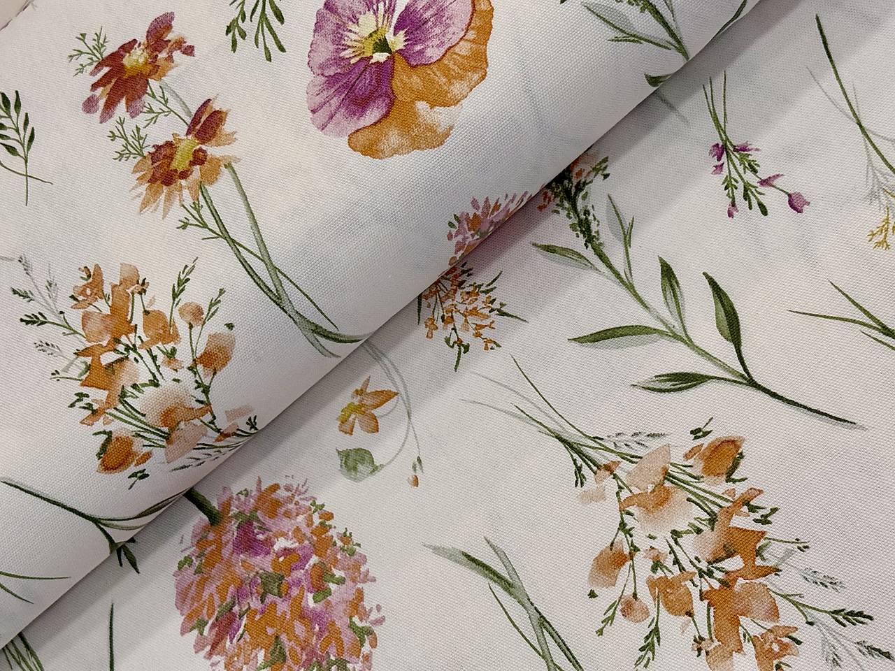 100 %BAVLNA DEKOR /PANAMA KVETINY