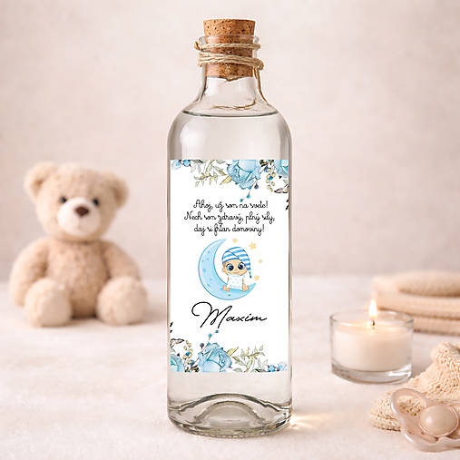 Samolepiaca etiketa "radostník" na víno/pálenku  (pre chlapčeka - frťan)