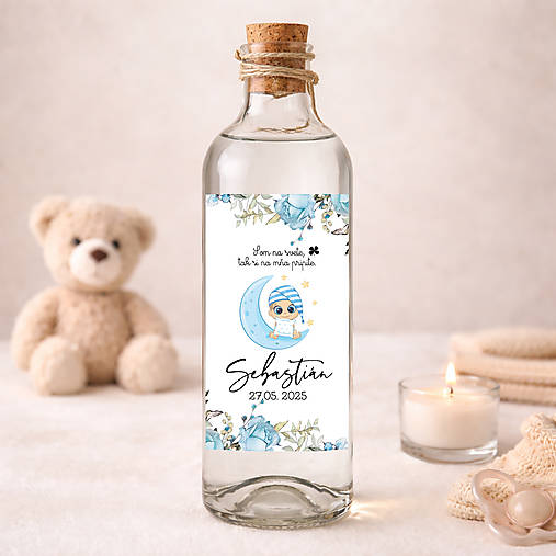 Samolepiaca etiketa "radostník" na víno/pálenku  (pre chlapčeka)