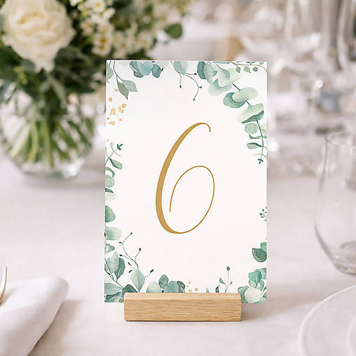 číslovanie stolov na svadbu green