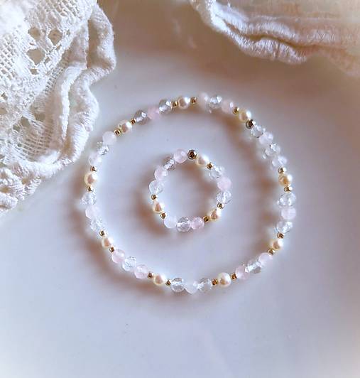 Prstene - Prsteň*perly*ruženín*krišťál*brúsený - 18218513_