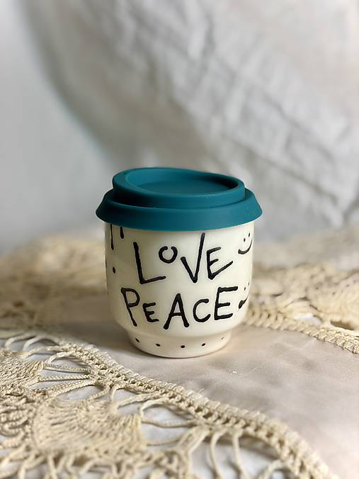 Keramický travel cup Love Peace
