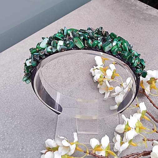 Ozdoby do vlasov - Smaragdový ... čelenka - 18222364_